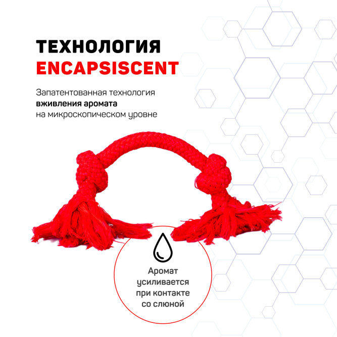 Playology DRI-TECH ROPE жевательный канат для собак мелких пород с ароматом говядины, маленький, красный