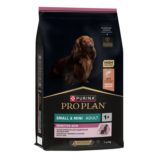 Сухой корм Pro Plan Adult Small&amp;Mini Sensitive Skin для собак мелких пород с чувствительной кожей с лососем и рисом - 7 кг