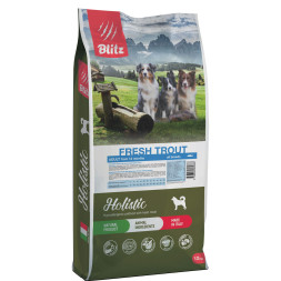 Blitz Holistic Adult сухой низкозерновой корм для взрослых собак всех пород, с форелью - 12 кг