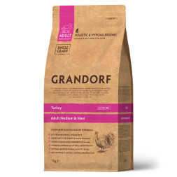 Grandorf сухой корм для взрослых собак средних и крупных пород с индейкой - 1 кг