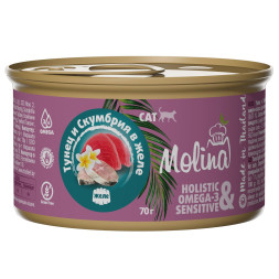 Molina консервы для кошек с тунцом и скумбрией, в желе - 70 г x 12 шт