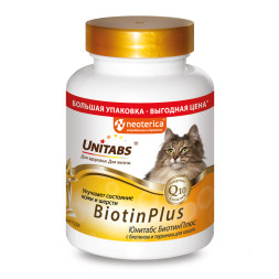 Unitabs BiotinPlus витамины с Q10 для кошек - 200 табл.