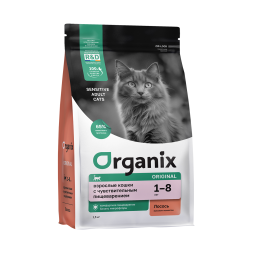 Organix Adult Sensitive Cat Salmon сухой корм для взрослых кошек с чувствительным пищеварением с лососем, фруктами и овощами - 1,5 кг
