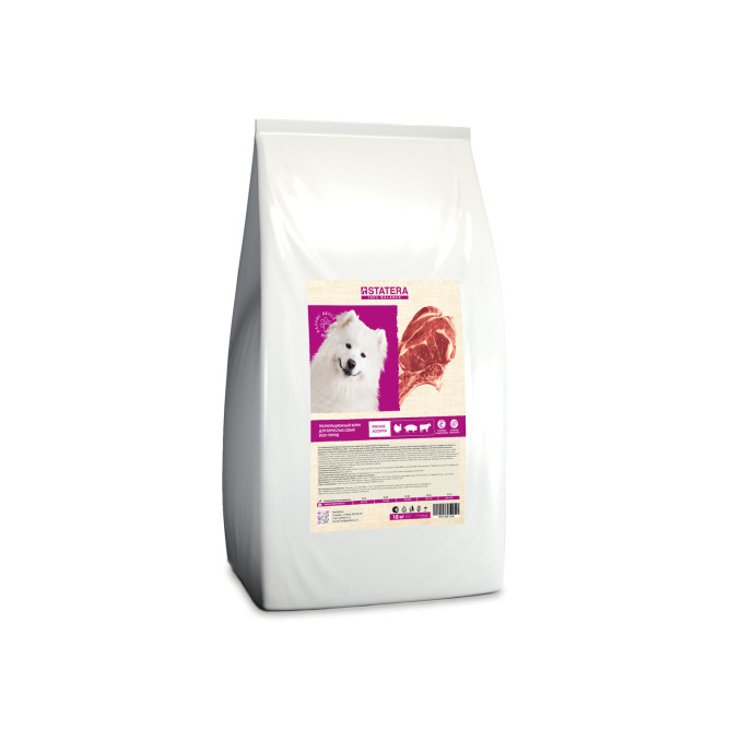 Statera сухой полнорационный корм для взрослых собак всех пород, мясное ассорти - 18 кг