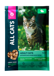 ALL CATS влажный корм для взрослых кошек тефтельки с кроликом в соусе, в паучах - 85 г х 28 шт
