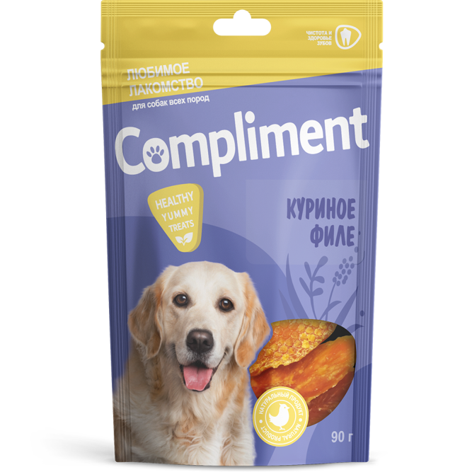 Compliment лакомство для собак всех пород Вяленое куриное филе - 90 г