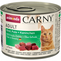 Animonda Carny Adult влажный корм для взрослых кошек с индейкой и кроликом - 200 г (6 шт в уп)