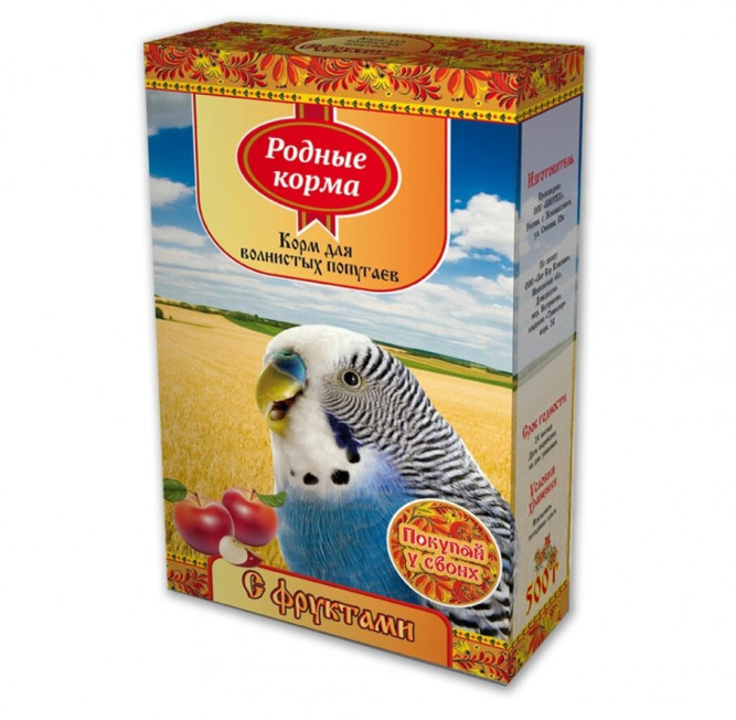 Родные Корма корм для волнистых попугаев с фруктами - 500 г
