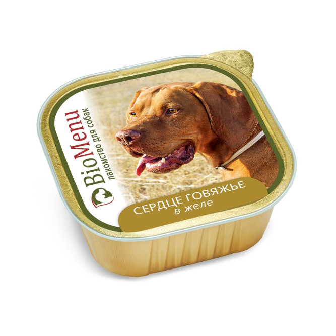 BioMenu Лакомство влажный корм для взрослых собак, сердце говяжье в желе, в ламистерах  - 300 г х 10 шт
