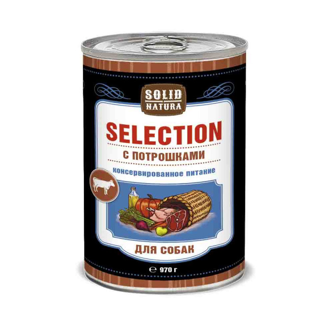 Solid Natura Selection Потрошки влажный корм для собак в жестяной банке 970 г х 6 шт