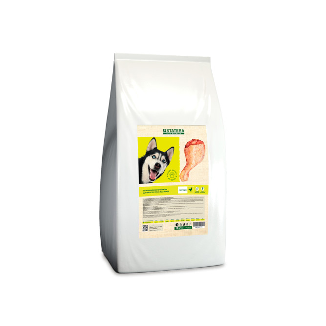 Statera сухой полнорационный корм для взрослых собак всех пород, с курицей - 18 кг