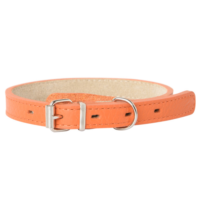 Mr.Kranch ошейник для собак, из натуральной кожи, прямой, 17-20 см, оранжевый