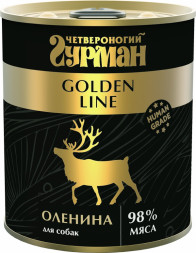 Четвероногий гурман Golden line влажный корм для взрослых собак с олениной, в консервах - 340 г х 12 шт
