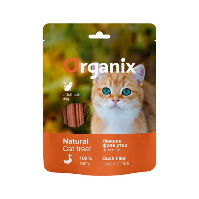 Organix лакомство для взрослых кошек "Нежные палочки из филе утки" 100% мясо - 50 г