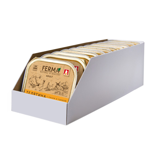 Зоогурман Ferma влажный корм для взрослых собак, с телятиной, рисом и тыквой - 150 г х 11 шт