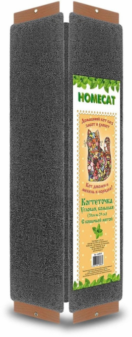HOMECAT Венге когтеточка с кошачьей мятой угловая большая, 70х29 см