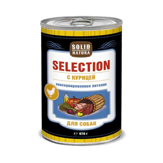 Solid Natura Selection Курица влажный корм для собак в жестяной банке 970 г х 6 шт