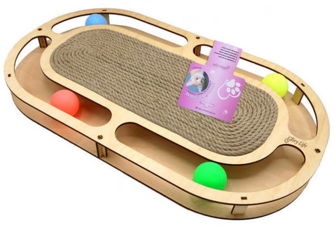 Glory Life игровой комплекс для кошек Стадион с шариками и когтеточкой из каната, 49х27х3,6 см