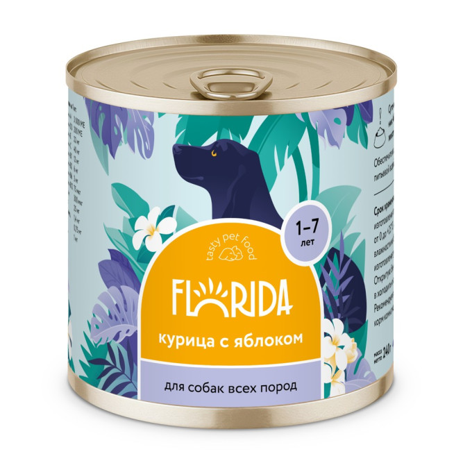Florida консервы для взрослых собак с курицей и яблоком - 240 г x 12 шт