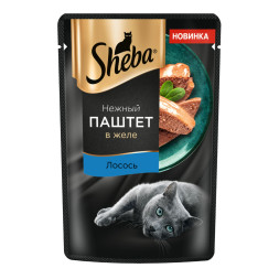 Sheba влажный корм для кошек нежный паштет с лососем, в желе, в паучах - 75 г х 28 шт