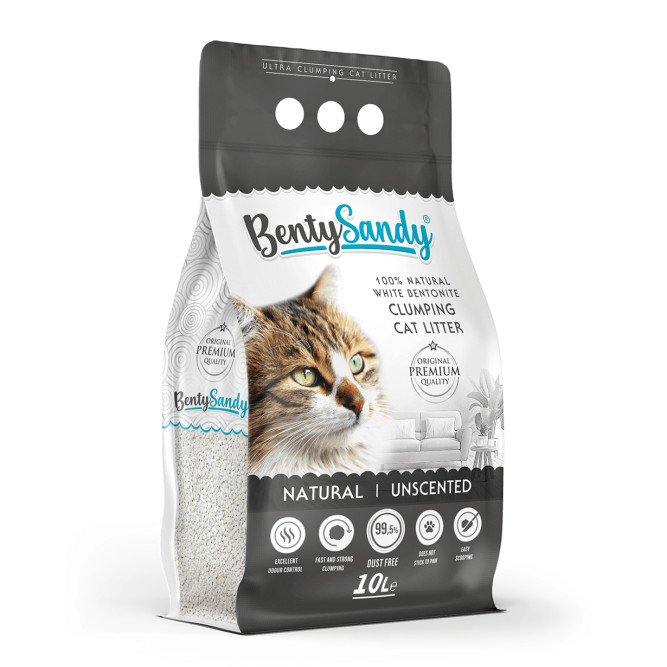BentySandy Natural наполнитель для кошачьего туалета комкующийся, глиняный, без ароматизатора - 8,7 кг (10 л)