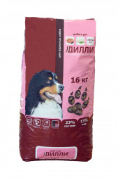 Дилли сухой корм для взрослых собак с рыбой и рисом - 16 кг