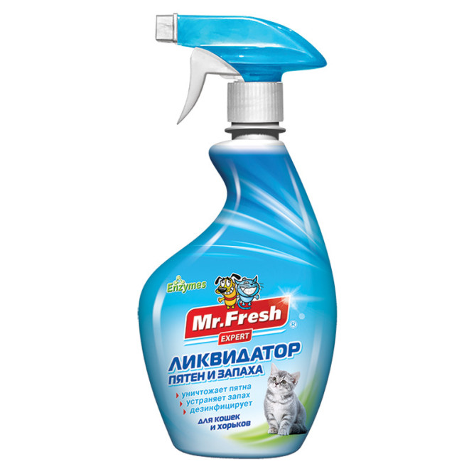 Mr.Fresh Expert Спрей 3 в 1 ликвидатор пятен и запаха для кошек - 500 мл