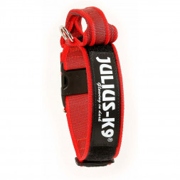 Julius-K9 ошейник для собак Color &amp; Gray, 38-53 см/4 см, с закрытой ручкой, красно-серый