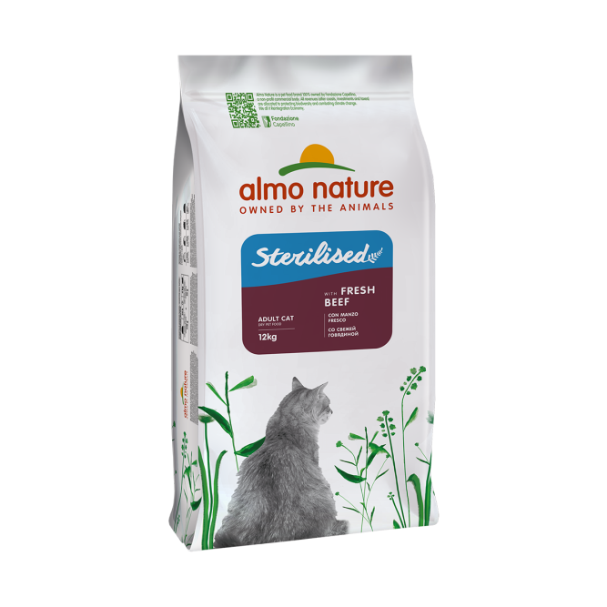 Almo Nature Sterilised Fresh Beef сухой корм для взрослых стерилизованных кошек со cвежей говядиной и коричневым рисом - 12 кг