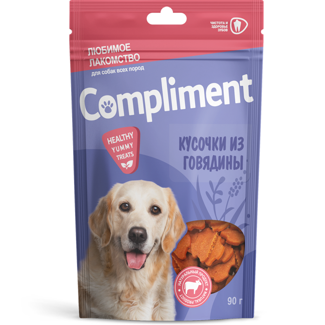 Compliment лакомство для собак всех пород Кусочки из говядины в виде облака - 90 г