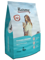 Karmy Hypoallergenic сухой корм для взрослых кошек при пищевой аллергии c уткой - 1,5 кг