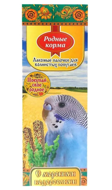 Родные Корма зерновая палочка для попугаев с морскими водорослями