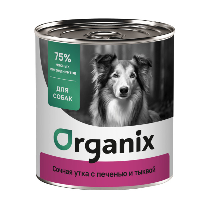 Organiх консервы для собак с уткой, с печенью и тыквой - 750 г х 6 шт
