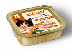 Statera полнорационный влажный корм для взрослых кошек мясной паштет с кроликом, в ламистерах - 100 г х 16 шт