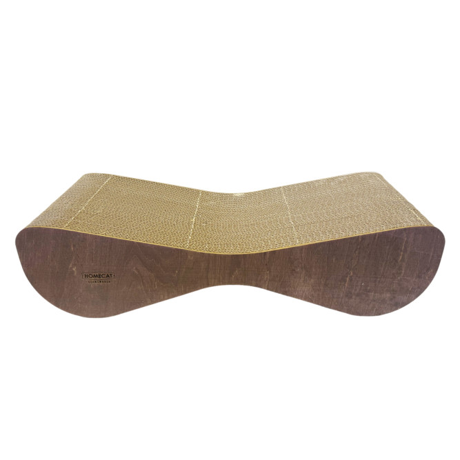 HOMECAT Clawsworld S когтеточка для кошек, гофрокартон с деревянным ободком, цвет бук, 48х12х20 см