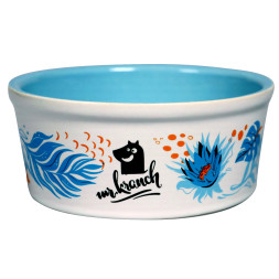 Mr.Kranch миска для собак и кошек из фарфора &quot;Тропики&quot;, 450 мл, голубая