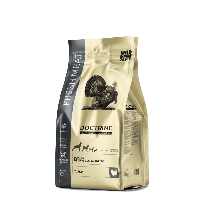 Doctrine сухой корм для щенков средних и крупных пород, с индейкой, со свежим мясом - 800 г