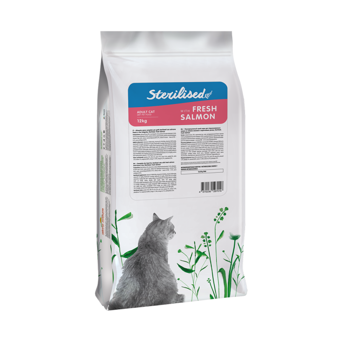 Almo Nature Sterilised Fresh Salmon сухой корм для взрослых стерилизованных кошек со свежим лососем и коричневым рисом - 12 кг