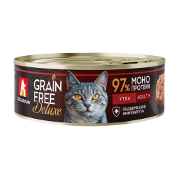 Зоогурман Grain Free Deluxe влажный корм для взрослых кошек с уткой, в консервах - 100 г x 6 шт