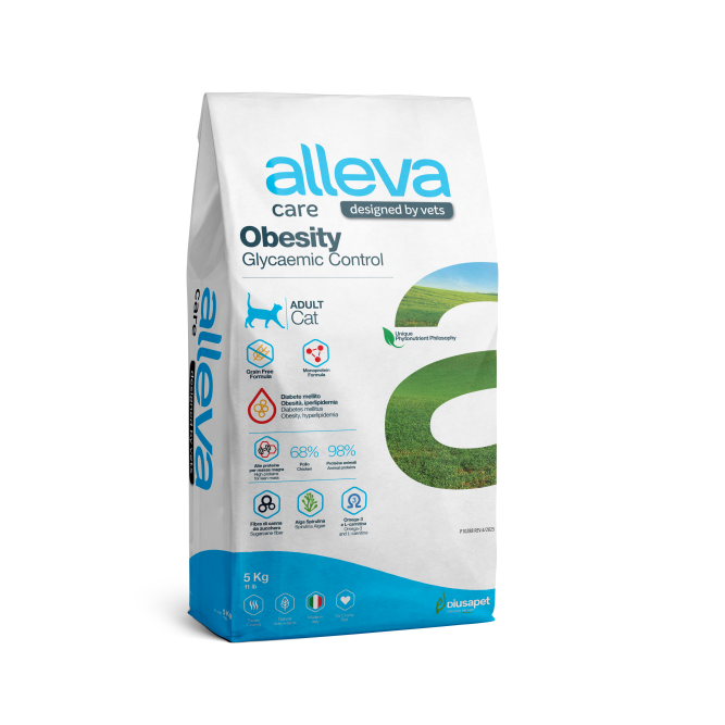 Alleva Care Cat Adult Obesity Glycaemic Control сухой диетический корм для взрослых кошек контроль потребления глюкозы - 5 кг