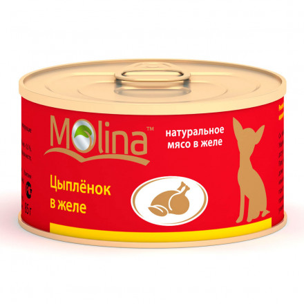 Molina влажный корм для взрослых собак с цыпленком в желе в консервах - 85 г