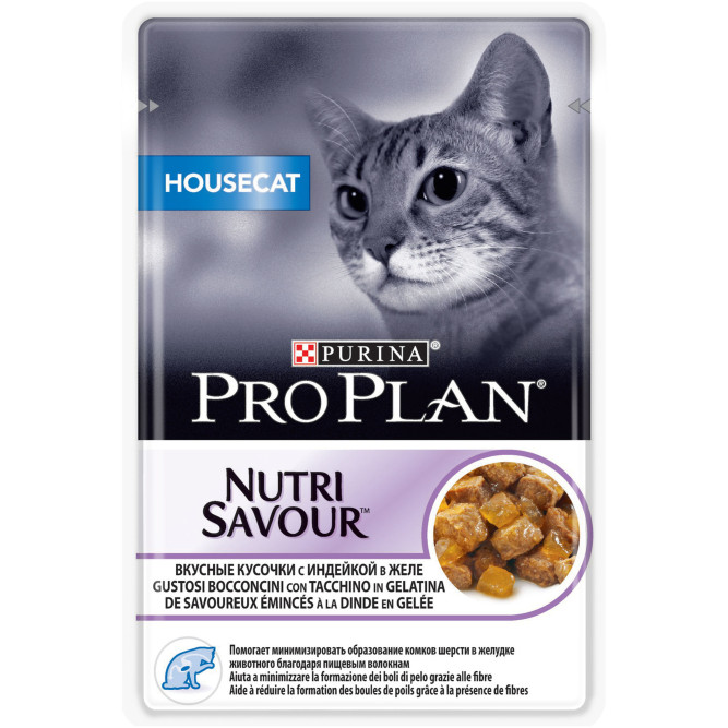 Pro Plan Adult Housecat влажный корм для взрослых кошек, проживающих в помещении, с индейкой в желе - 85 г х 24 шт