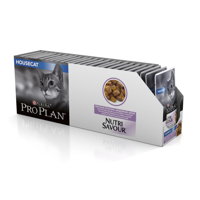 Pro Plan Adult Housecat влажный корм для взрослых кошек, проживающих в помещении, с индейкой в желе - 85 г х 24 шт