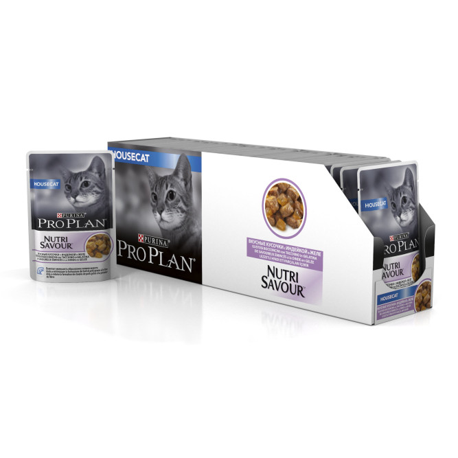 Pro Plan Adult Housecat влажный корм для взрослых кошек, проживающих в помещении, с индейкой в желе - 85 г х 24 шт