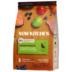 NOW' Kitchen сухой беззерновой корм для котят, со свежей индейкой, уткой, лососем и овощами - 7,26 кг