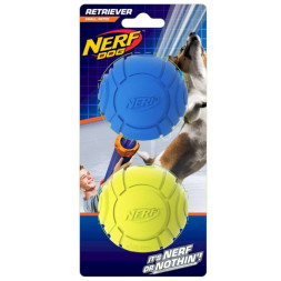 NERF Шина игрушка для собак резиновый мяч с пищалкой, синий и зеленый - 6 см (набор 2 шт)