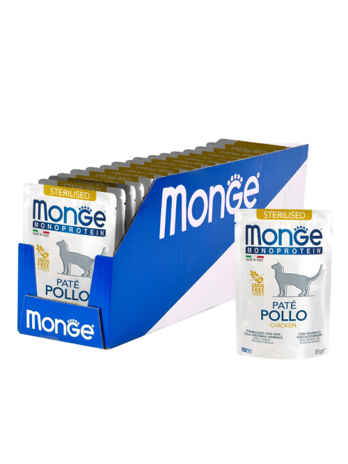Monge Cat Monoprotein влажный корм для стерилизованных кошек с курицей в паучах 85 г (28 шт в уп)