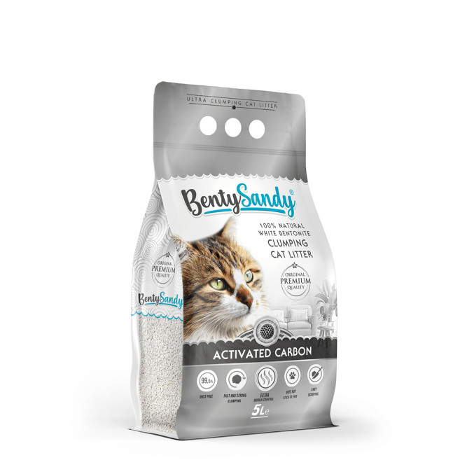 BentySandy Activated Carbon наполнитель для кошачьего туалета комкующийся, глиняный, с активированным углем - 4,35 кг (5 л)