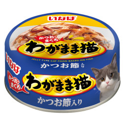 Inaba Wagamama влажный корм для взрослых кошек Микс тунцов с кацуобуси в желе, в консервах - 115 г х 24 шт