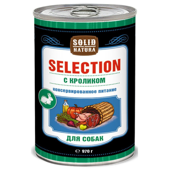 Solid Natura Selection влажный корм для собак с кроликом в консервах - 970 г х 6 шт